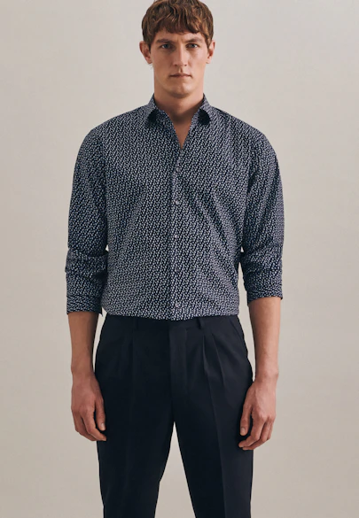 Regular Business Shirt Print in Dark Blue |  Seidensticker Onlineshop
