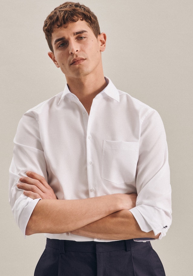 Chemise Business Regular Popeline Col Kent in Blanc |  Seidensticker Onlineshop