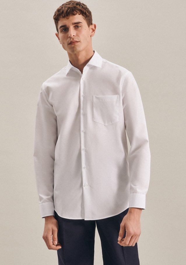 Chemise Business Regular Popeline Col Kent in Blanc |  Seidensticker Onlineshop