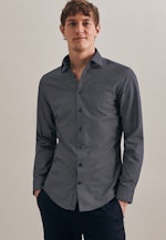 Slim Oxfordhemd Druck in Dunkelblau |  Seidensticker Onlineshop