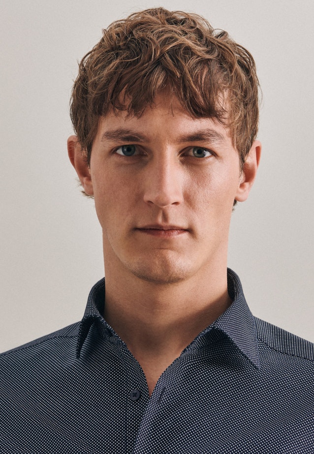 Slim Oxfordhemd Druck in Dunkelblau |  Seidensticker Onlineshop