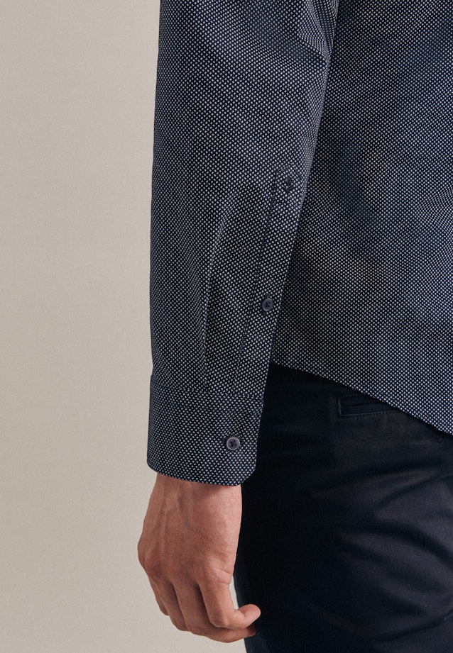 Slim Oxfordhemd Druck in Dunkelblau |  Seidensticker Onlineshop