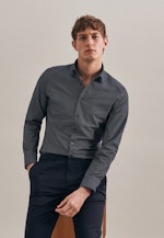 Slim Oxfordhemd Druck in Dunkelblau |  Seidensticker Onlineshop