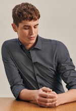 X-Slim Oxfordhemd Druck in Dunkelblau |  Seidensticker Onlineshop