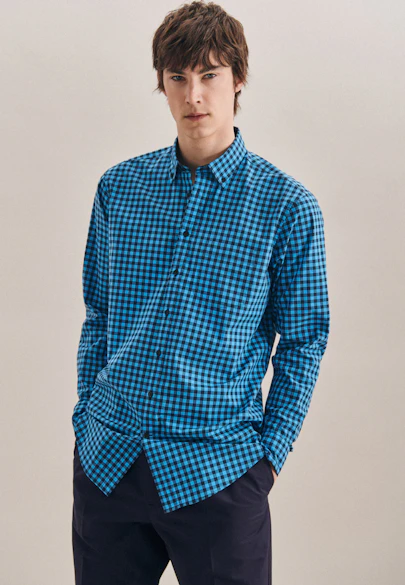 Regular Chemise Business carreaux in Turquoise |  Seidensticker Onlineshop