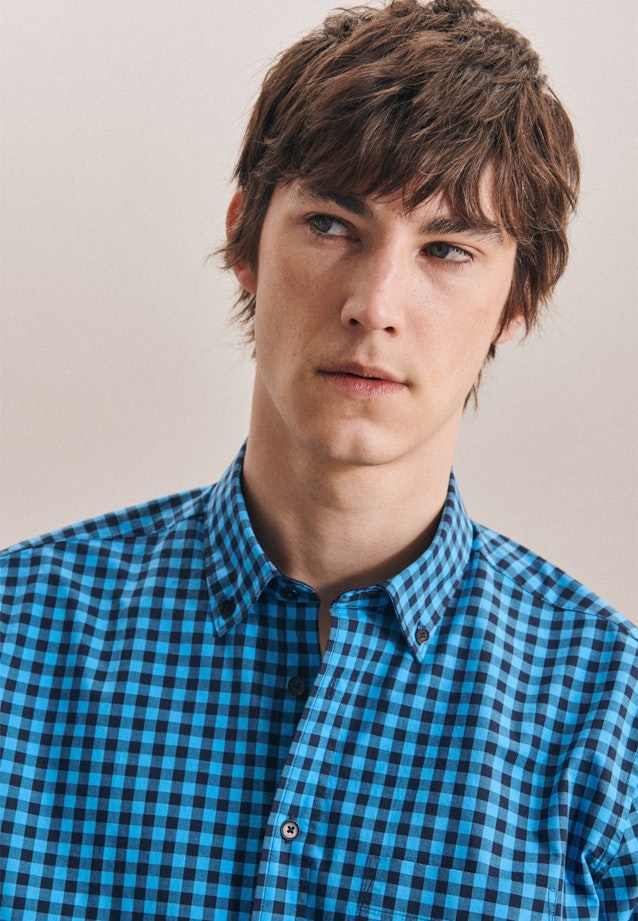 Regular Business Shirt Check in Turquoise |  Seidensticker Onlineshop