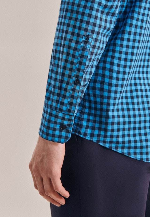 Regular Business Shirt Check in Turquoise |  Seidensticker Onlineshop
