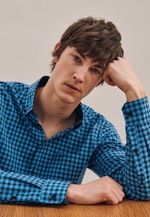 Regular Business Shirt Check in Turquoise |  Seidensticker Onlineshop