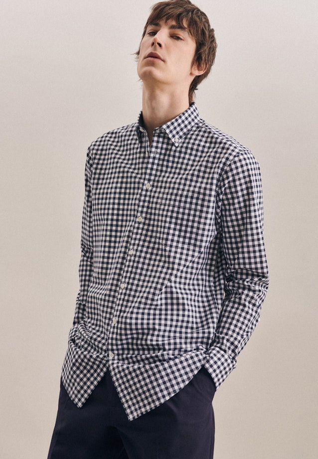 Regular Chemise Business carreaux in Bleu Foncé |  Seidensticker Onlineshop