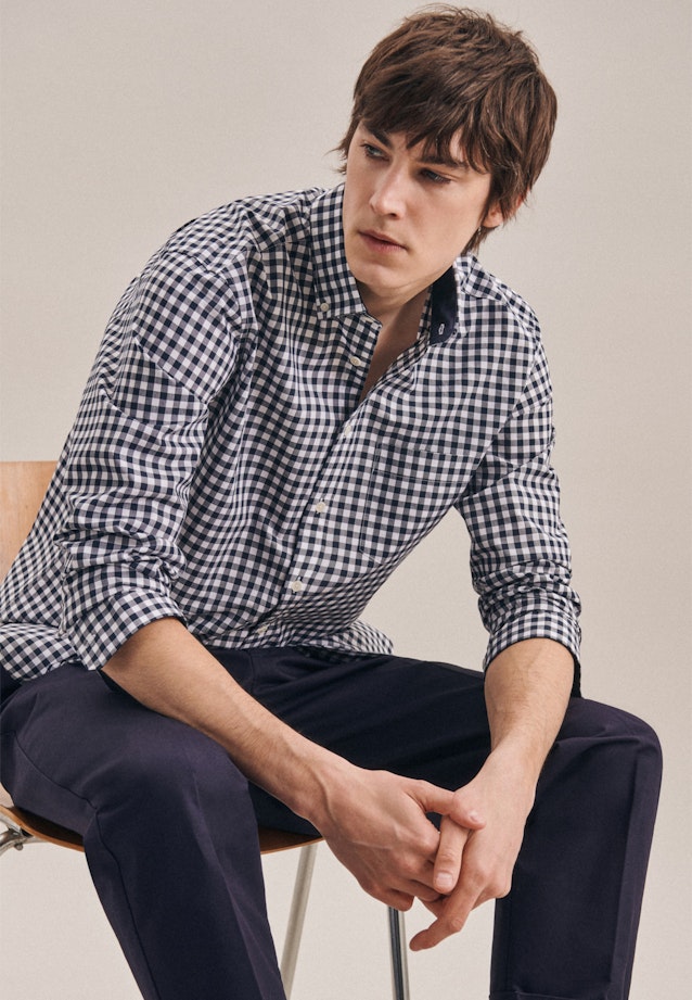 Regular Chemise Business carreaux in Bleu Foncé |  Seidensticker Onlineshop