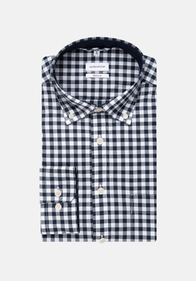 Popeline Business Hemd in Regular mit Button-Down-Kragen in Dunkelblau |  Seidensticker Onlineshop