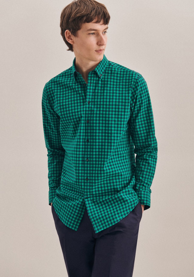 Business Shirt in Regular with Button-Down-Collar in Green |  Seidensticker Onlineshop