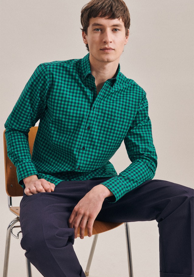 Business Shirt in Regular with Button-Down-Collar in Green |  Seidensticker Onlineshop