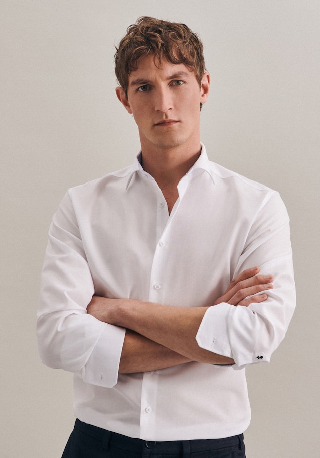 Non-iron Poplin Business Shirt in Shaped with Kent-Collar in White |  Seidensticker Onlineshop