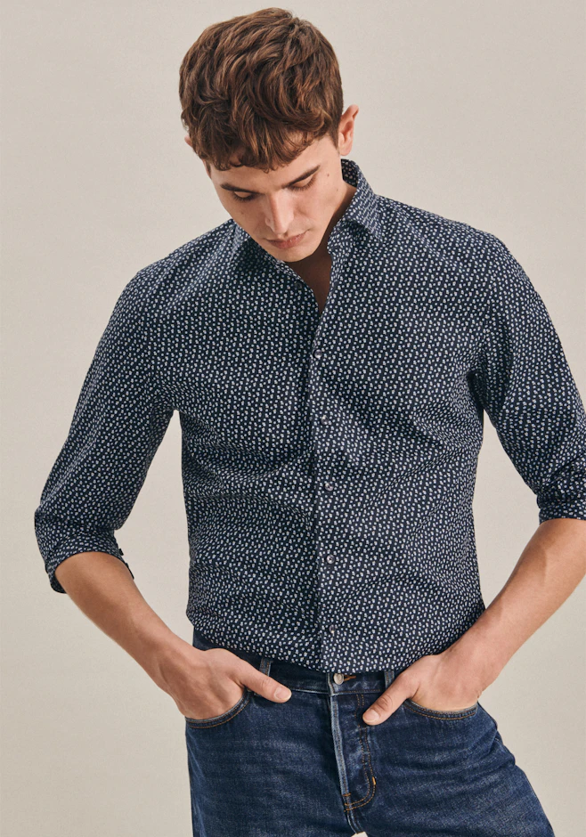 Slim Chemise Business Imprimé dans Bleu Foncé | Boutique en ligne Seidensticker