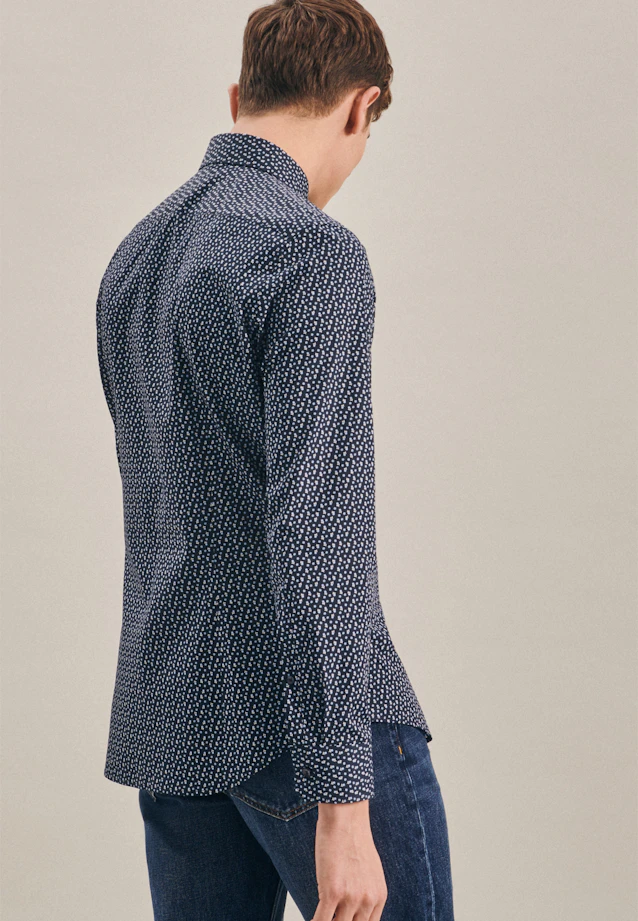 Slim Business Hemd Print in Dunkelblau |  Seidensticker Onlineshop