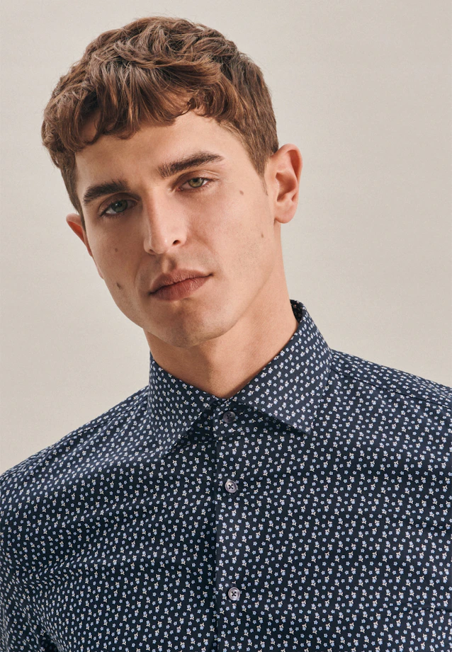 Slim Business Hemd Print in Dunkelblau |  Seidensticker Onlineshop