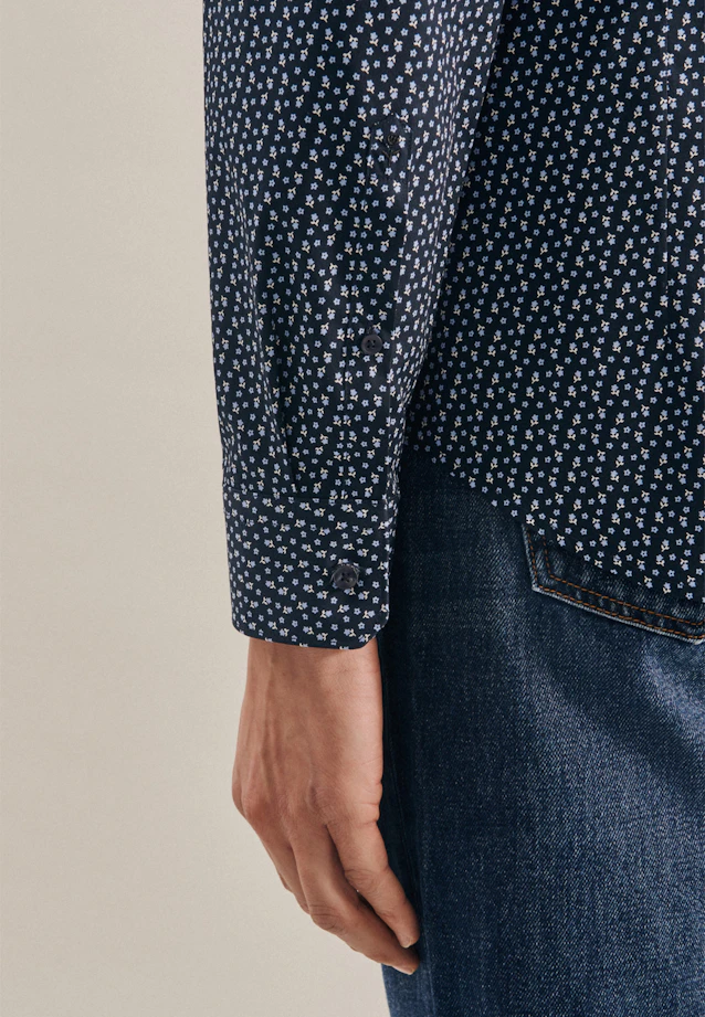 Slim Business Hemd Print in Dunkelblau |  Seidensticker Onlineshop