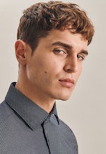 Shaped Oxfordhemd Druck in Dunkelblau |  Seidensticker Onlineshop