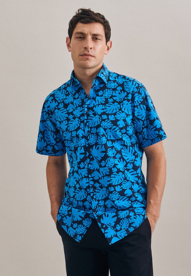Poplin Short sleeve Business Shirt in Regular with Kent-Collar in Turquoise |  Seidensticker Onlineshop