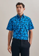 Regular Business Hemd Druck in Türkis/Petrol |  Seidensticker Onlineshop