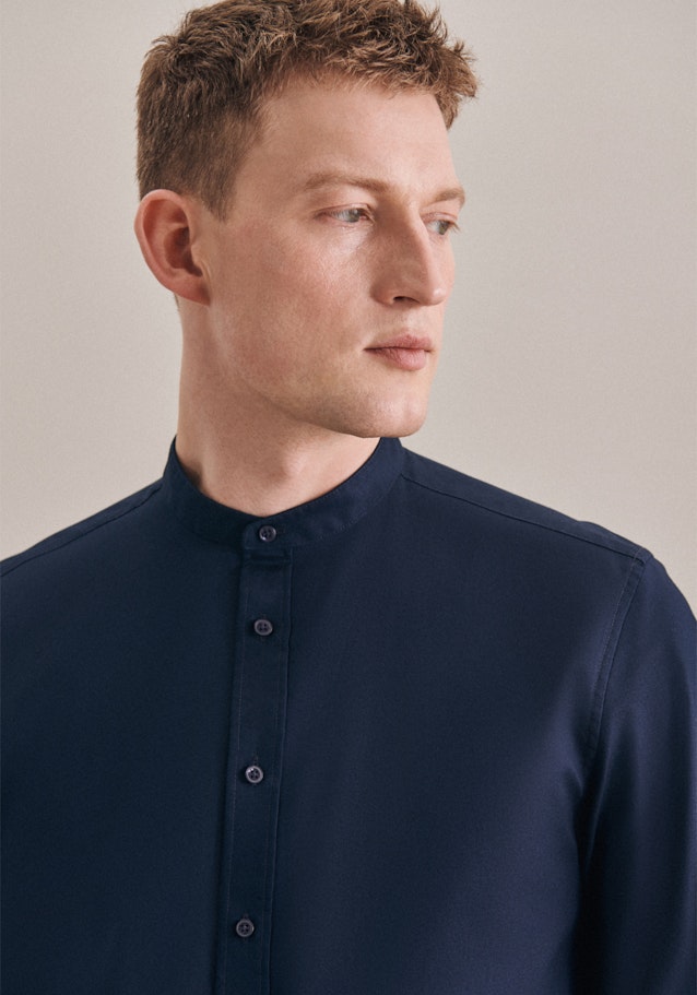 Non-iron Twill Business Shirt in Slim with Stand-Up Collar in Dark Blue |  Seidensticker Onlineshop