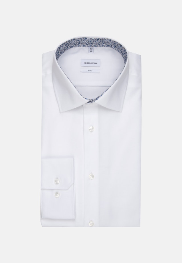 Bügelfreies Oxfordhemd in Slim mit Kentkragen und extra langem Arm in Weiß |  Seidensticker Onlineshop