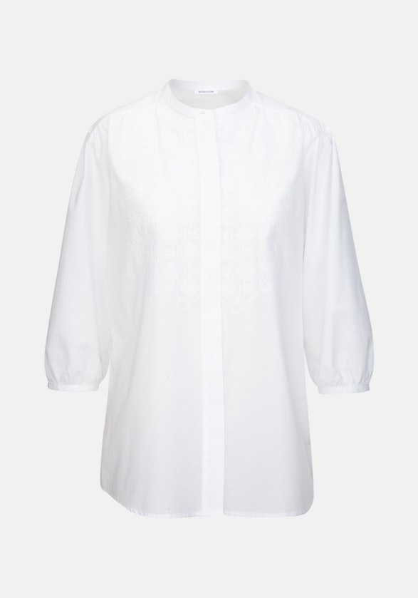 3/4-sleeve Voile Stand-Up Blouse in White |  Seidensticker Onlineshop