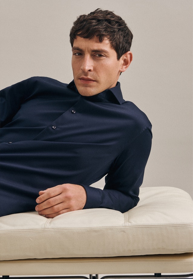 Shaped Business Hemd Uni in Dunkelblau |  Seidensticker Onlineshop