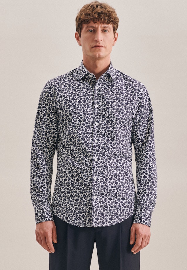 Slim Business Shirt Print in Dark Blue |  Seidensticker Onlineshop