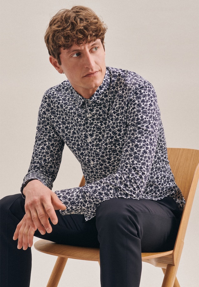 Slim Business Shirt Print in Dark Blue |  Seidensticker Onlineshop