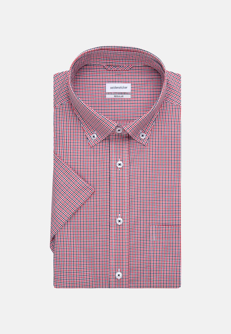Bügelfreies Popeline Kurzarm Business Hemd in Regular mit Button-Down-Kragen in Rot |  Seidensticker Onlineshop