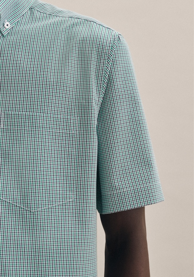 Non-iron Popeline Korte mouwen Business overhemd in Regular with Button-Down-Kraag in Groen |  Seidensticker Onlineshop