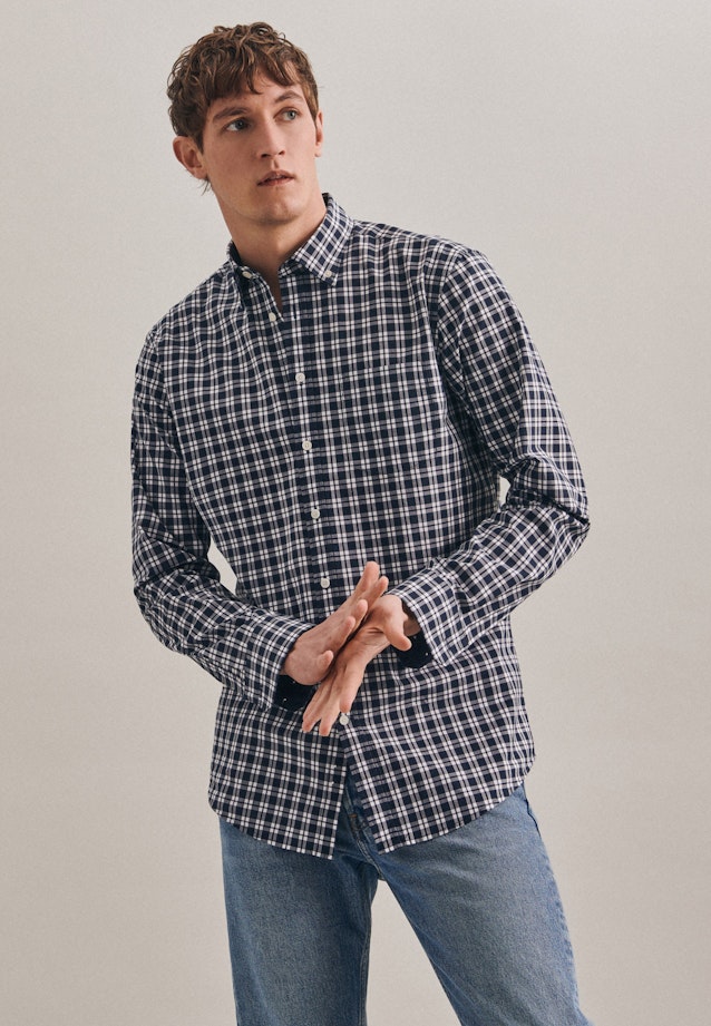 Regular Business Shirt Check in Dark Blue |  Seidensticker Onlineshop