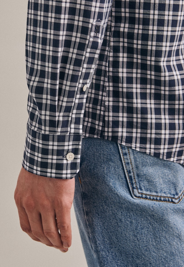 Regular Business Shirt Check in Dark Blue |  Seidensticker Onlineshop