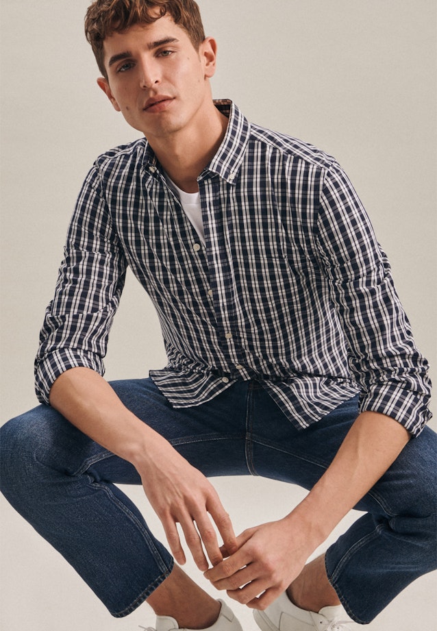 Slim Business Shirt Check in Dark Blue |  Seidensticker Onlineshop