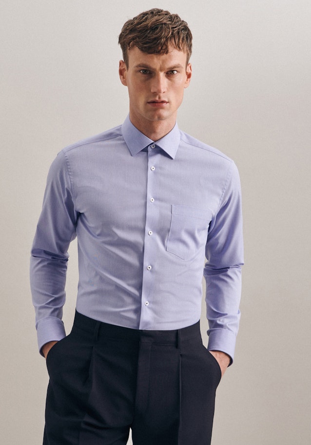 Non-iron Structure Business Shirt in Regular with Kent-Collar in Light Blue |  Seidensticker Onlineshop