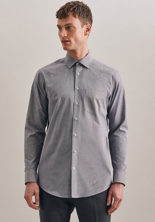 Non-iron Structure Business Shirt in Regular with Kent-Collar in Dark Blue |  Seidensticker Onlineshop