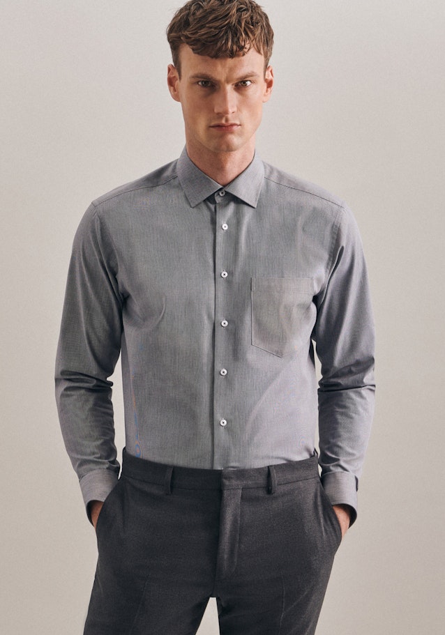 Non-iron Structure Business Shirt in Regular with Kent-Collar in Dark Blue |  Seidensticker Onlineshop