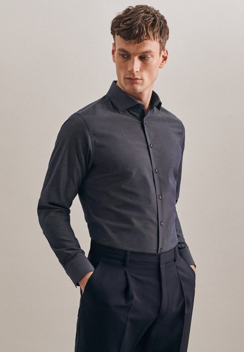 Non-iron Dobby Business Shirt in Shaped with Kent-Collar