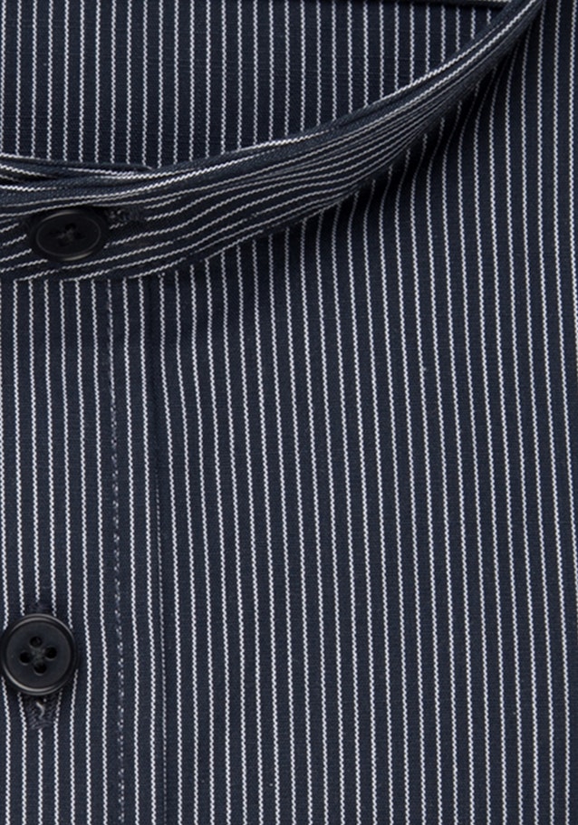 Bügelleichtes Popeline Business Hemd in Slim mit Stehkragen in Dunkelblau |  Seidensticker Onlineshop