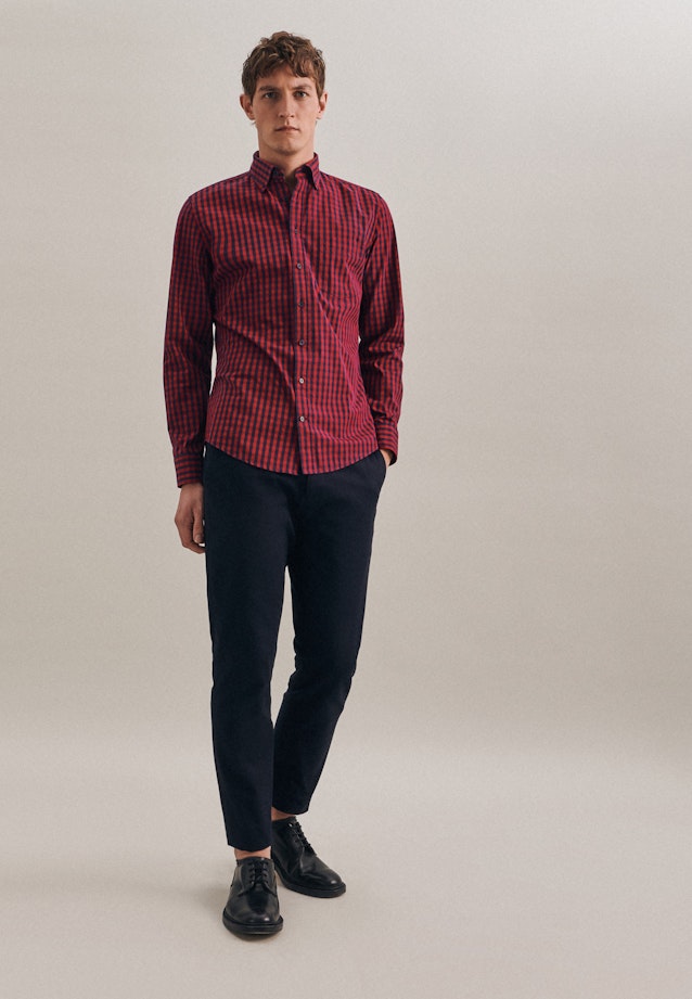 Shaped Business Shirt Check in Red |  Seidensticker Onlineshop