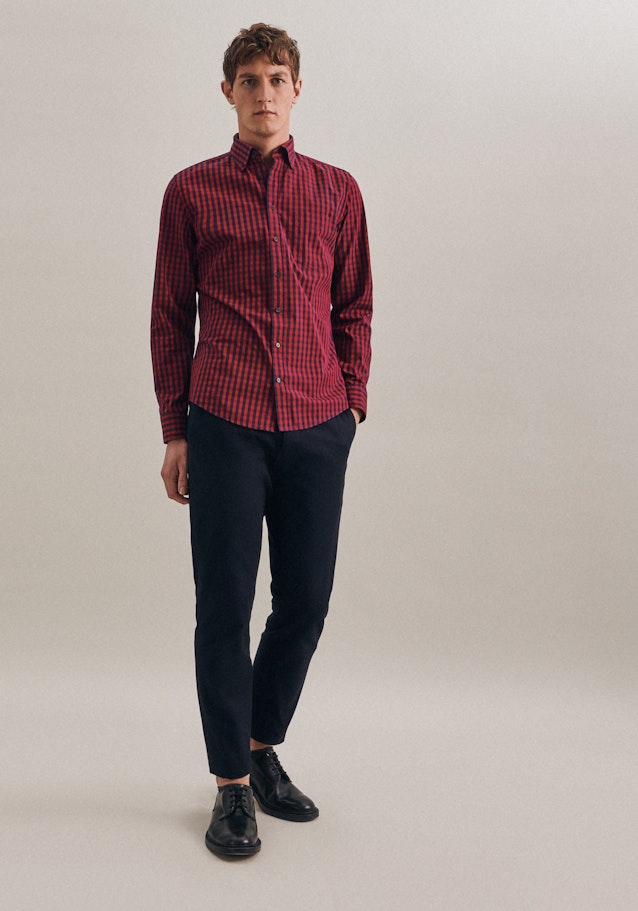 Popeline Business Hemd in Shaped mit Button-Down-Kragen in Rot |  Seidensticker Onlineshop