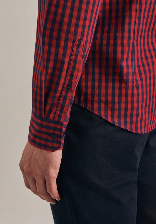 Popeline Business Hemd in Shaped mit Button-Down-Kragen in Rot |  Seidensticker Onlineshop
