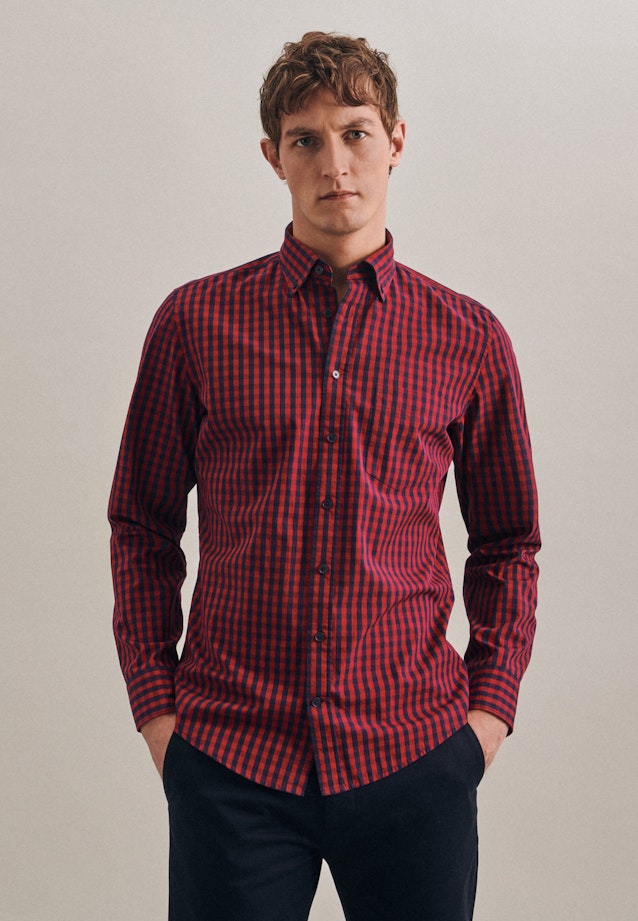 Shaped Business Shirt Check in Red |  Seidensticker Onlineshop