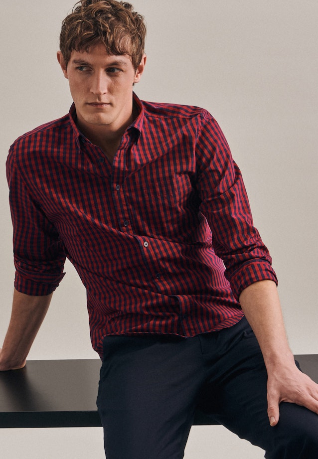Shaped Business Shirt Check in Red |  Seidensticker Onlineshop