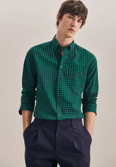 Slim Chemise Business carreaux in Vert |  Seidensticker Onlineshop