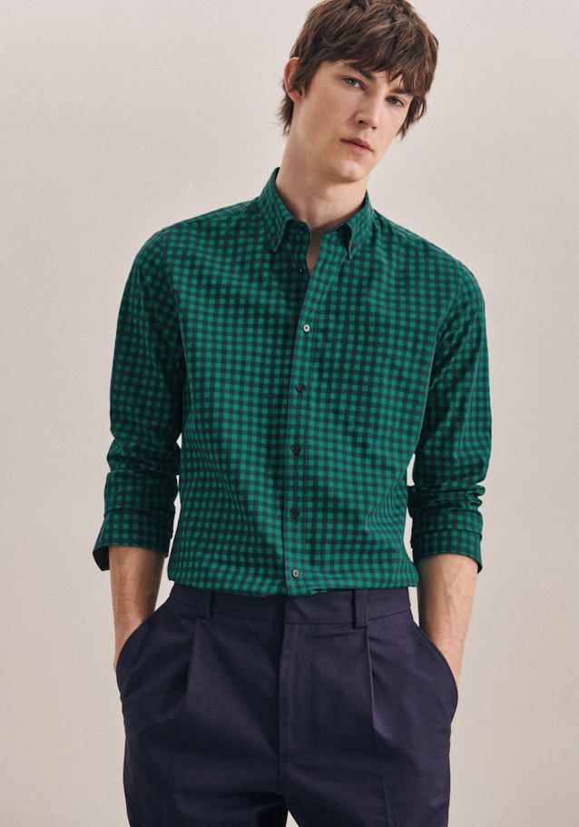 Business overhemd in Slim with Button-Down-Kraag in Groen |  Seidensticker Onlineshop
