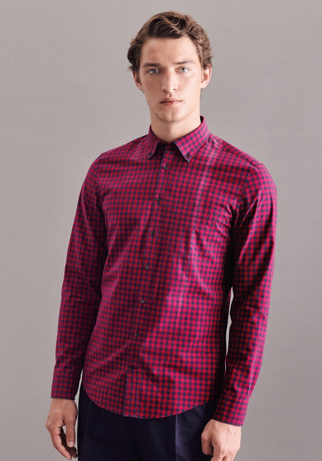 Popeline Business Hemd in Slim mit Button-Down-Kragen in Rot | Seidensticker Onlineshop