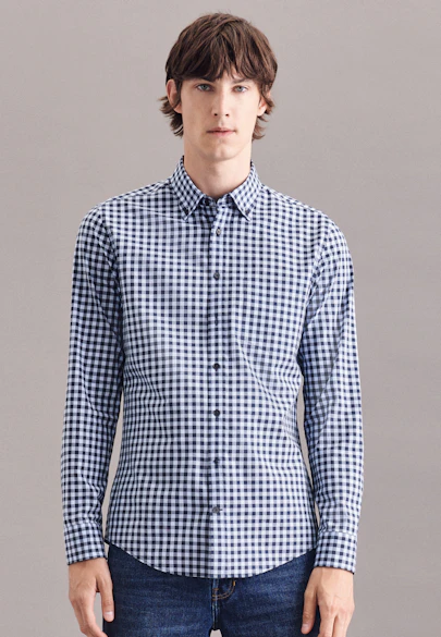 Slim Chemise Business carreaux in Bleu Clair |  Seidensticker Onlineshop